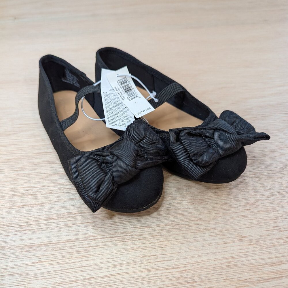 Old Navy Ballet Flats Toddler Bow Black Size 9 NWT